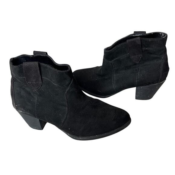 Faded Glory Size 8 Black Block Heel Western Cowboy Carter Ankle Booties Boots - Picture 1 of 10